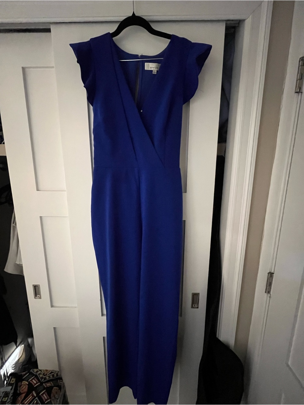 Adelyn Rae Cobalt Blue V-Neck Jumpsuit